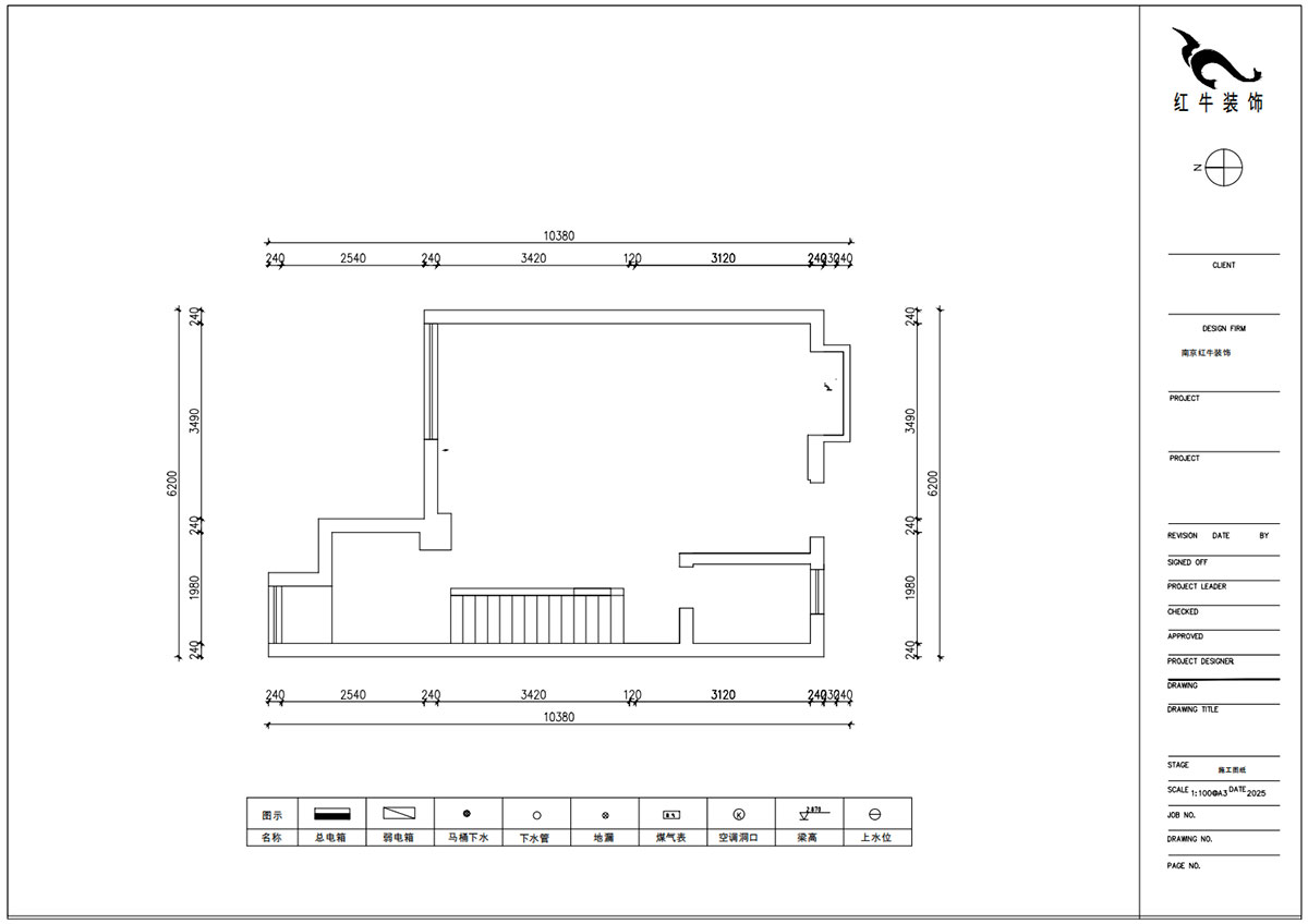 朱明琪｜莱茵铂郡922室-69㎡-原木风格｜复式｜loft公寓｜2室2厅2卫｜老房装修｜定制家｜全包12万｜00_01一楼原始结构图